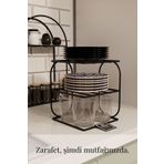mba decor metal bending art Siyah Metal 2 Katlı Tabaklık – Tezgah Üstü Mutfak Düzenleyici Raf Stand Organizer
