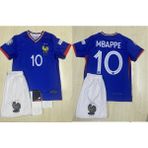 Mbappe Fransa Mavi Unisex Çocuk Futbol Forması 4'lü Set (Bileklik Çorap ) - 04G-Mavi - 6 - 7 Yaş