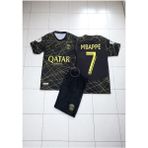 Mbappe Psg Gold-Siyah Özel Tasarım Siyah Altın Sarısı Çocuk Forma