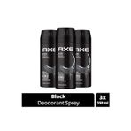 Mbb E-Ticaret 3 Adet Axe Erkek Deodorant & Bodyspray Black 48 Saat Etkileyici Koku Vücut Spreyi 150 ml