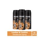 Mbb E-Ticaret 3 Adet Axe Erkek Sprey Deodorant Leather & Cookies 48 Saat Etkileyeci Koku 150 ml