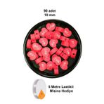 Mbb E-Ticaret 90 Adet 10 mm Polimer Kil Fimo Boncuk Takı Bileklik + 5 Metre Lastikli Misina Hediye - Kalp Love