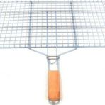 Mbb E-Ticaret Ahşap Saplı Mangal Izgarası Galvanizli Paslanmaz Kafes Demir 25 x 40 cm