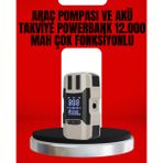 Mbb E-Ticaret Dijital Ekranlı Araç Pompası Akü Takviye Powerbank 12.000 mAh