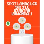 Mbb E-Ticaret Kablosuz 3 Lü Spot Led Lamba Seti Uzaktan Kumandalı Enerji Tasarruflu Aydınlatma