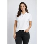 Mbb E-Ticaret Kadın Polo Yaka Tişört Pike Kumaş Kısa Kol Regular Fit Yazlık T-Shirt - Beyaz