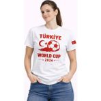 Mbb E-Ticaret Kadın Türkiye World Cup 2026 Baskılı Tişört Futbol Temalı Forma T-Shirt - Beyaz - 2XL