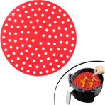 Mbb E-Ticaret Mbb Eticaret Renkli Isıya Dayanıklı Yıkanılabilir Silikon Fırın ve Airfryer Yuvarlak Pişirme Matı 23 cm Kırmızı
