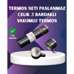 Mbb E-Ticaret Paslanmaz Termos ve Ikili Bardak Seti | 6-12 Saat Sıcak/soğuk Tutma
