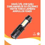 Mbb E-Ticaret Şarjlı LED El Feneri - 14500 Pil Dahil, 4 Işık Modu, Mini Boy