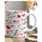 MBB Ticaret Hediyelik Kalp ve Love Desenli Aşk Kahve ve Çay Kupa Bardağı