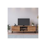 MBK AHŞAP Beliz Atlantik Çam TV Ünitesi 165x35x50 cm Sürgülü Kapaklı MDF Modern Televizyon Sehpası
