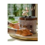 Mbois 03822 Mini Deri Şeritli Yuvarlak Çok Amaçlı Düzenleyici Organizer Kutu Keçe Sepet