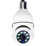 Mbois Wifi 360 Panoramik Ampul Kamera Güvenlik Kamerası Çift Wifi 360 Derece Gece Görüşlü - Beyaz