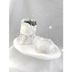 MC Concept Dekoratif Beton Organizer Tabak Çiçekçi Kız Saksı Lotus Soya Mum Set Çok Renkli