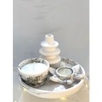 MC Concept Dekoratif Mermer Desen Yuvarlak Organizer Tabak Nilüfer Tealight Vazo Beton Kase Soya Mum Set Çok Renkli