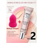 Mc Ellyn Pro Makeup Suya Dayanıklı SPF15 Derma Porselen Kapatıcı Fondöten ve Pembe Makyaj Süngeri
