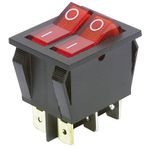 MC POWER Basmalı Anahtar, 6-kutuplu, kırmızı Tahterevalli, AC 250 V/15 A, 2 konumlu: AÇ/KAPA