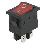 MC POWER Basmalı Anahtar mini-, 4-kutuplu, kırmızı Tahterevalli, 250 V ~/6,5 a, 2 konumlu: AÇ/KAPA