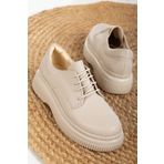 Mc vay Shoes Fars Bağcık Detaylı Bej Cilt Kadın Şık Günlük Ayakkabı