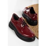 Mc vay Shoes Fars Bağcık Detaylı Bordo Rugan Kadın Şık Günlük Ayakkabı