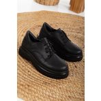 Mc vay Shoes Fars Bağcık Detaylı Siyah Cilt Kadın Şık Günlük Ayakkabı