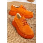 Mc vay Shoes Fars Bağcık Detaylı Turuncu Süet Kadın Şık Günlük Ayakkabı