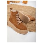Mc vay Shoes Kadın 014 Taba Süet İçi Tüylü Taşlı Şık Ortopedik Bağcıklı Ve Fermuarlı Postal Bot