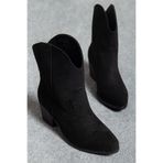 Mc vay Shoes Western Süet Nakış İşlemeli Kısa Topuklu Kadın Bot & Bootie