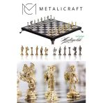 Mc42 Antik Roma Metal Satranç Takımı - Mermer Desenli 25Cm Tahta – El Yapımı Taşlar