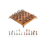 MC55 Metal Satranç Takımı | Gerçek Kayın Ağacı Satranç Tahtası - 30x30cm | Antik Taşlar