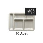 Mçb Group 10 Adet 5 Gözlü Kırılmaz Plastik Tabldot Tabağı Beyaz Self Servis Tabildot Tabilot Tabak