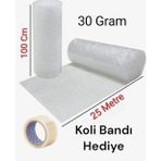 Mçb group 100 cm X 25 Metre Balonlu Naylon Koli Bandı Hediyeli Eşya Sarma Koruma Naylonu Patpat