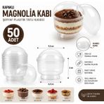 Mçb Group 50 Adet Kapaklı Tatlı Kabı Magnolia Kasesi Şeffaf Plastik 200 cc Magnolya Kase