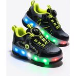 Mcdark Çocuk Kaykaylı Patenli Tekerlekli Otomatik Bağcıklı Işıklı Sneaker Ayakkabı Siyah