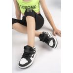 Mcdark Çocuk Petrol Bilekli Sneakers Düz Taban Kaydırmaz Tabanlı Erkek Ayakkabı - Beyaz - Siyah