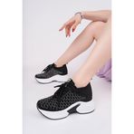 McDark KADIN SİYAH GİZLİ TOPUK TAŞLI YÜKSEK TABAN TRİKO SNEAKER AYAKKABI