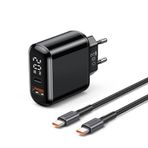 Mcdodo CH-7172 PD3 20W Siyah USB 1 Type-C Girişli USB-C to USB-C Kablolu Göstergeli Şarj Adaptörü