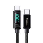 mcdodo USB C - USB C Şarj Kablosu 4ft Tip C Hızlı Şarj Kablosu 100 W LED Ekranlı USB-C - USB-C Kablosu Naylon Örgülü USB-C Kablosu iPhone 16/15/15 Pro/Galaxy S23/iPad Pro/MacBook Pro için