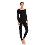 Mcilia Kadın Ultrathin Modal Açık Yuvarlak Yaka İçlik Termal İç Çamaşırı Üst ve Alt Set, Siyah, XXL