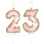 mciskin Kelebek 23 Numaralı Mum, Pembe Altın Mutlu 23. Doğum Günü Mumları, Kız Çocukları 23. Doğum Günü Pastası Süslemeleri, Kelebek 23 Pasta Tepesi, Altın Pembe Pasta Mumları Kadınlar için Pasta Süsü Doğum