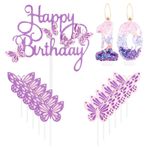 mciskin Mutlu 10. Kelebek Doğum Günü Mumları Pembe Mor 10 Numaralı Mum Kelebek Kek Cupcake Topper Kızlar için 10. Doğum Günü Pastası Süslemeleri Sevimli 10. Doğum Günü Pastası Süsü Kelebek Temalı Parti için