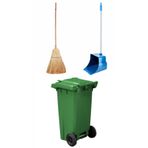 MCK Plus 1 Adet Yesil Plastik Çöp Konteyneri 120 lt Isıya Karşı Dayanıklı Copcu Faras Takimli