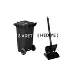 MCK Plus 3 Adet Siyah Plastik Çöp Konteyneri 120 Litre - Isıya Karşı Dayanıklı -(Faras Hediyeli)