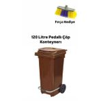 Mck Plus Kahverengi Plastik Metal Pedallı Çöp Konteyneri 120 Litre Konteyner - Isıya Dayanıklı Malzeme -