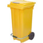 MCK Plus Plastik Metal Pedallı Çöp Konteyneri 120 lt Konteyner - Isıya Dayanıklı Malzeme - Sarı