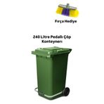 Mck Plus Yeşil Plastik Metal Pedallı Çöp Konteyneri 240 Litre Konteyner - Isıya Dayanıklı Malzeme - Yeşil