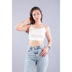 Mckanzie 9062 Halkalı Pensli Kaplı Crop Atlet - Beyaz