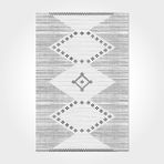 McKenzie Gri Geometrik Modern Geometrik Etnik Desenli Boho Makinada Yıkanabilir Hafif Hav Toz Vermez Leke Tutmaz Kaymaz Taban Dijital Makine Baskı Halı Oturma Odası Salon Yolluk Koridor Mutfak Halısı