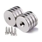 MCM Group 10 Adet 25X10/5X5,5 mm Neodyum Mıknatıs Havşa Delikli Magnet Vida Atılabilir N35 Nikel Paslanmaz ( Lisinya )